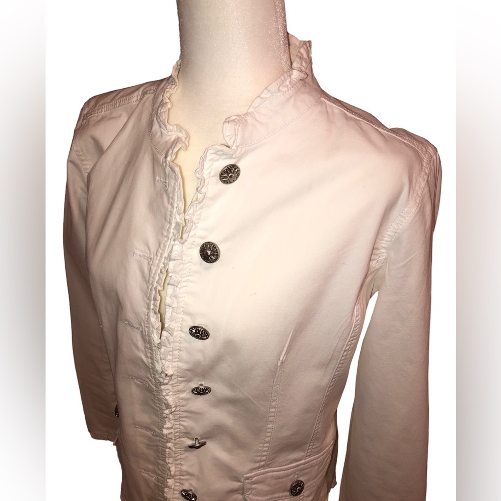 White ruffled edge jacket size Medium